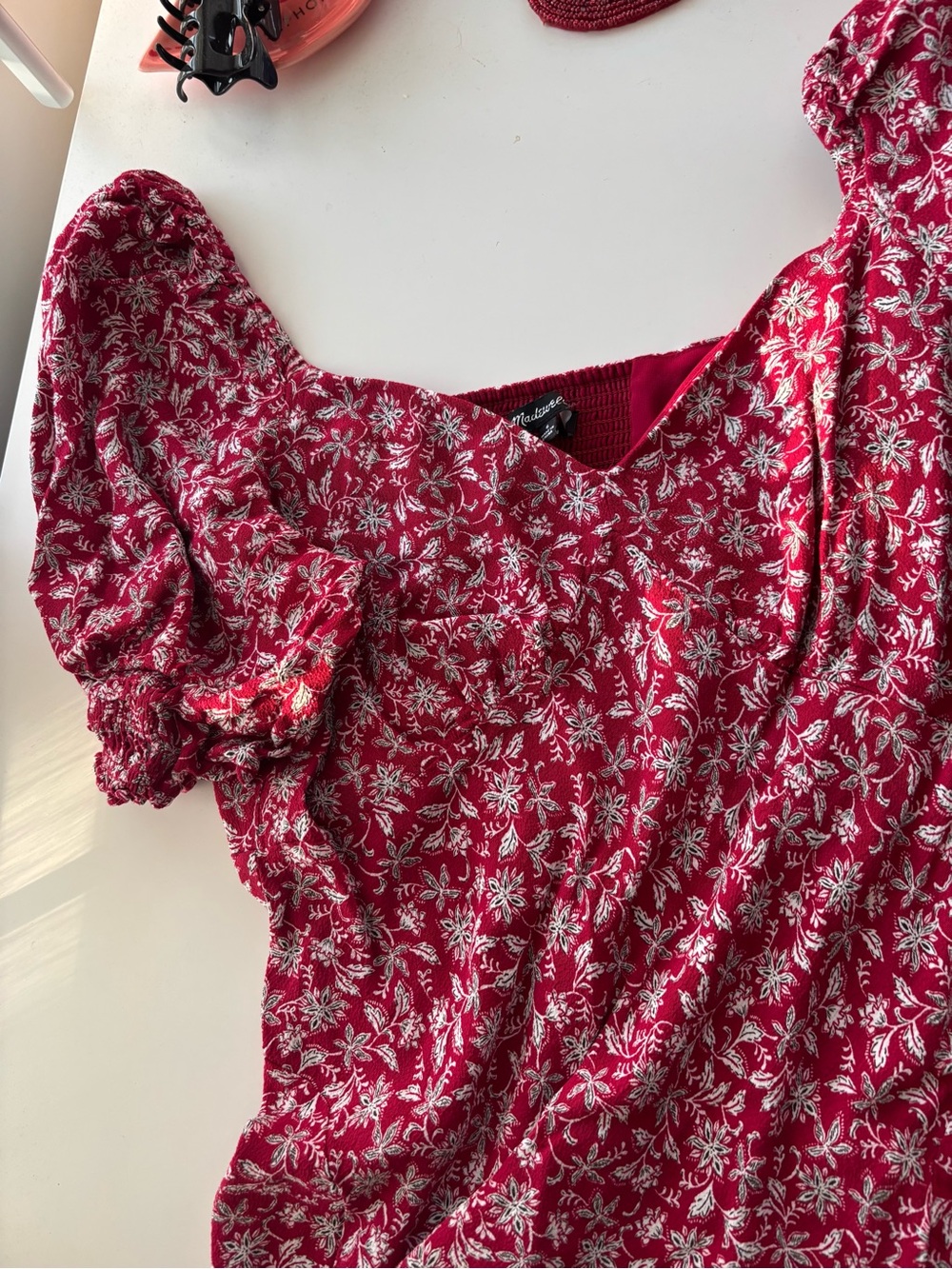 Madewell Puff-Sleeve Mini Dress in Floral Sz 6 - Picture 7 of 9